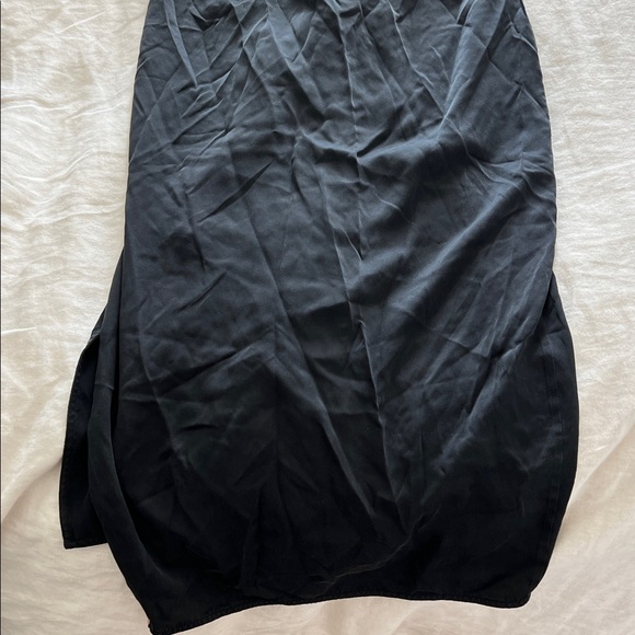 LUNYA Black Washable Silk Nightgown Dress Slit T-Strap in Black & Otium S $198 - Picture 7 of 8